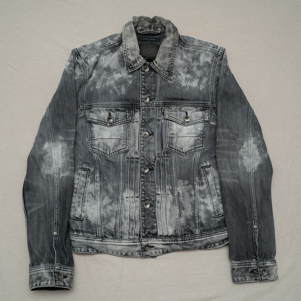 Guess Mens Dillon‎ Jacket Small Distressed Stonewashed Grey Black Type 2 Style